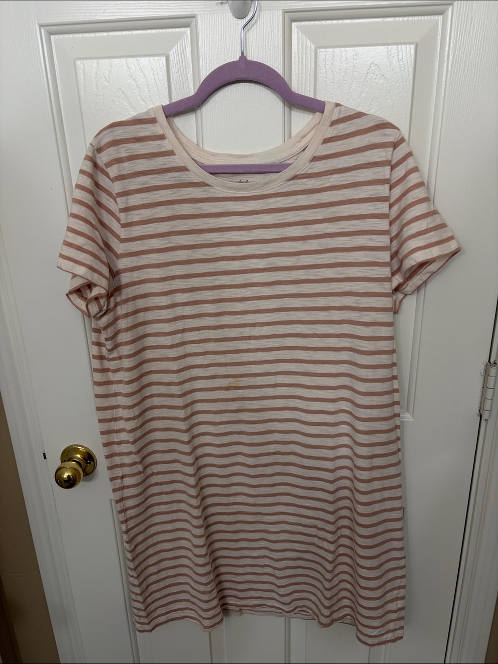 Universal Thread Beige and Cream Striped T-shirt Dress, Size XXL